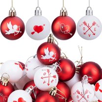 KOYPTL 16 Pcs Heart Shaped Baubles Valentines Day Decorations for Home Decor,Shatterproof Hanging Ornaments for Tree Wedding Anniversary Holiday Party Decoration
