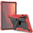 thumbnail image 3 of Case for Samsung Galaxy Tab S10 FE Plus 13.1" 2025 SM-X620/SM-X626/SM-X626B, Heavy Duty Shockproof Rugged Case with Stylus Holder & Built-in Stand Cover for Kids Girls Boys, Red, 3 of 8