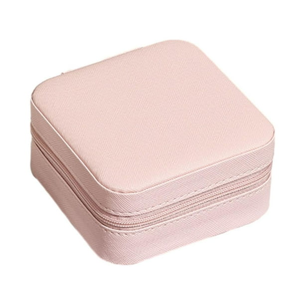 Joyero de viaje, caja de anillo multifuncional, organizador de joyería portátil, caja de almacenamiento de joyería para collar rosa