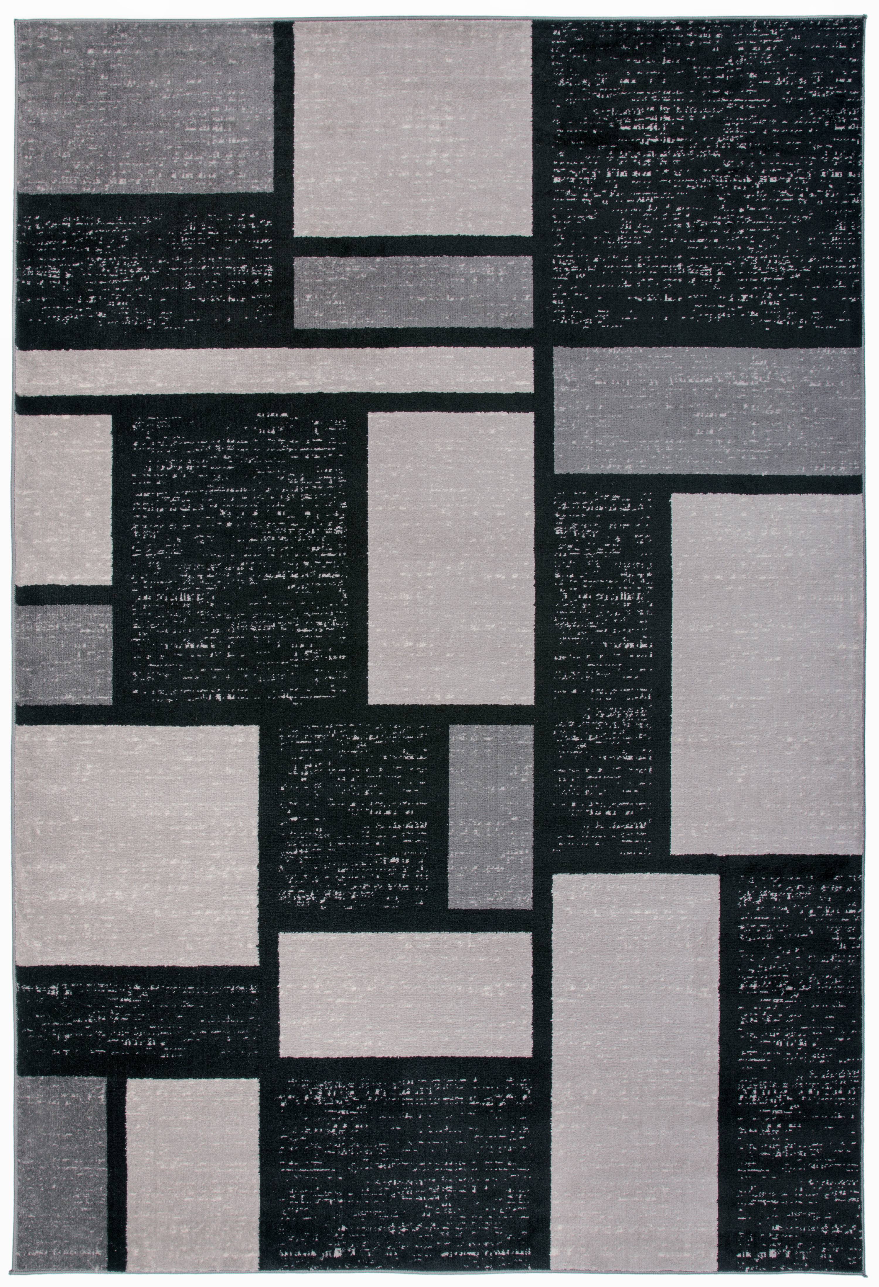 Contemporary Modern Boxes Gray 6'6"x9' Indoor Area Rug