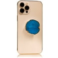thumbnail image 3 of CRYSTALFY: Crystal Phone Grip & Phone Stand with Authentic Natural Blue Druzy Quartz Gemstone with Gold Edge Swappable Top, Expandable Collapsible Holder for Smartphones and Tablets, 3 of 6