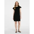 thumbnail image 3 of Time and Tru Women's Cotton T-Shirt Mini Dress with Short Flutter Sleeves, Sizes XS-XXXL, 3 of 6