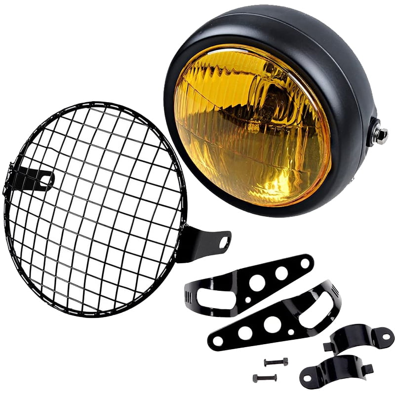 Universal 6.5" Retro Motorcycle LED Headlight Headlamp  Mount Grill Cover Set