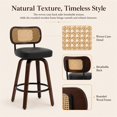thumbnail image 4 of SESSLIFE Swivel Bar Stools Set of 2, 25.6" Counter Height Barstools with Black PU Leather, Curved Backrest & Footrest, Mid-Century Modern Kitchen Stools for Kitchen Island, 4 of 8