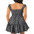 thumbnail image 4 of Femmes Été Courte Fronde Robe Sans Manches Cou Carré Plissée Ourlet Floral Robe, 4 of 5