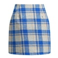 thumbnail image 2 of Leesechin Summer Skirt for Women Ladies Fashionable Casual Plaid Printed High Waisted Tight Wool Skirt, 2 of 5