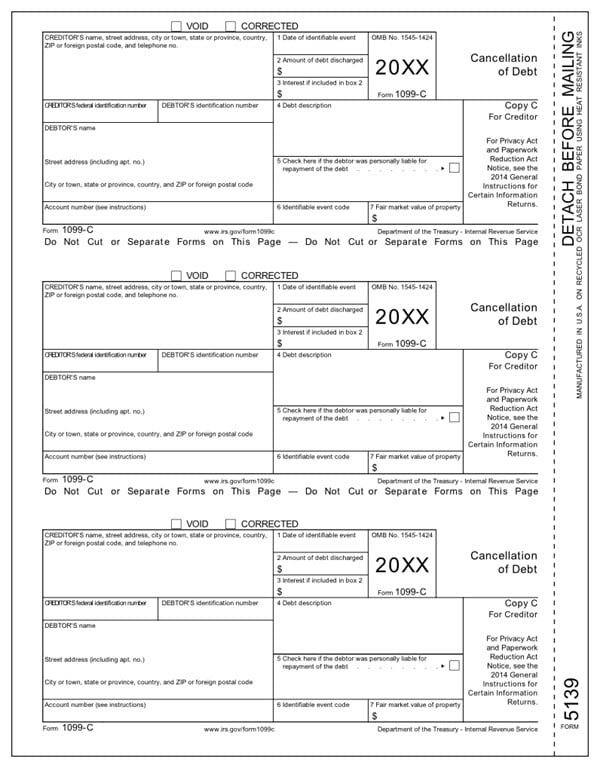Creditor Copy C 100 Recipients Egp 1099 C Cancellation Of Debt Tax Forms Office Products Creditor Copy C 100 Recipients Egp 1099 C Cancellation Of Debt Tax Forms Office Products