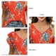 thumbnail image 5 of Blusa de manga con volantes Cuello en V Camisa de blusa holgada de manga corta de doble capa para dama Flor roja L, 5 of 5