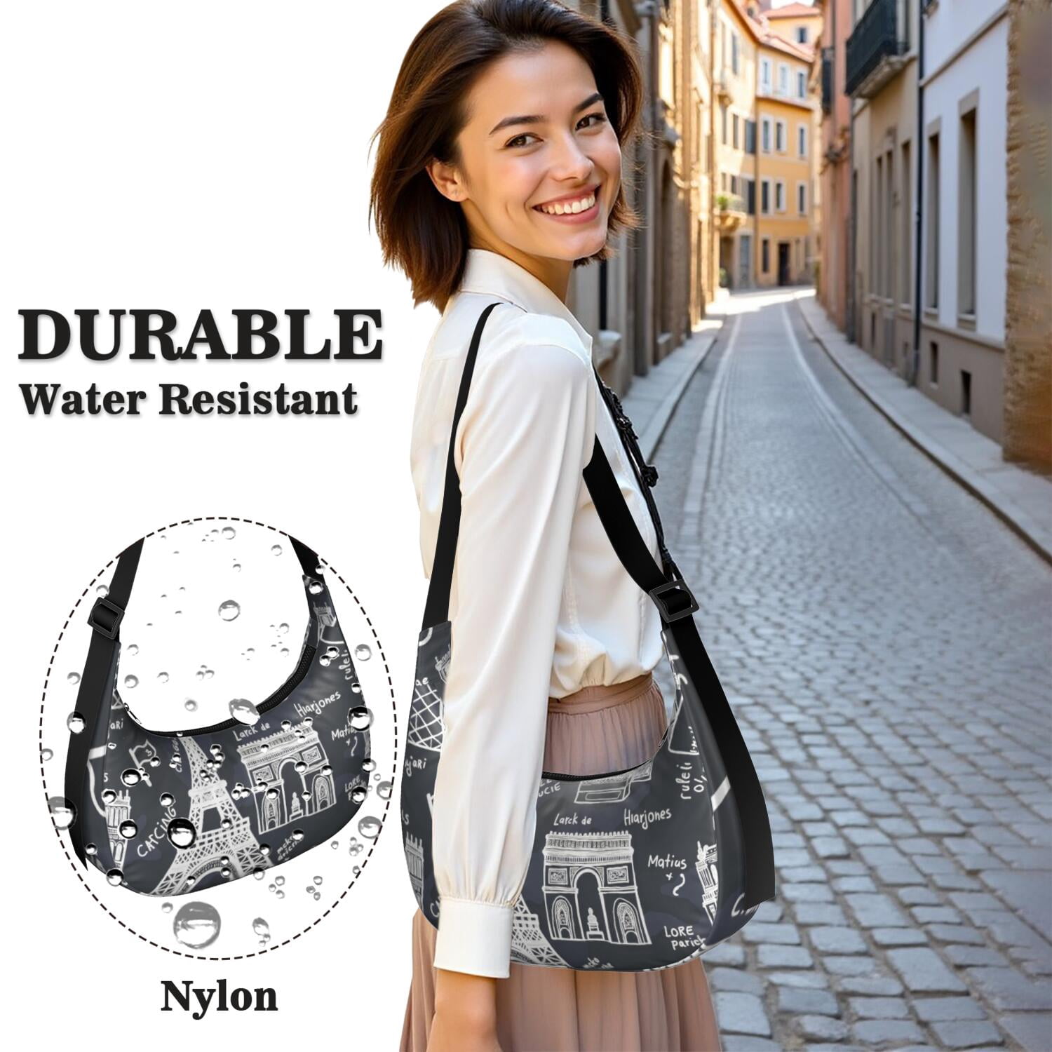 Shoulder Bag for Women Men Trendy Nylon Cross Body Hobo Bag with Adjustable Strap