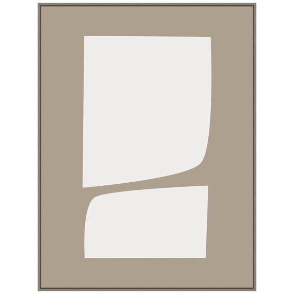 Amanti Art Neutral Abstract Aztec Shapes 1 Framed Canvas Wall Art Print