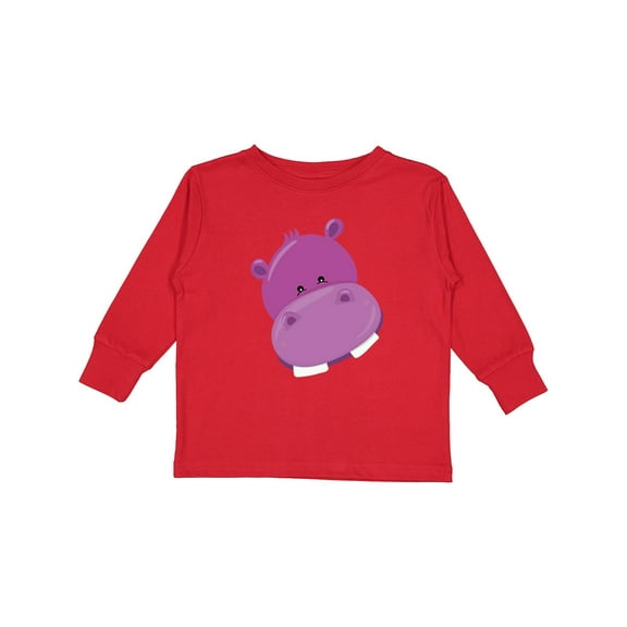 Inktastic Cute Purple Hippo Head Boys or Girls Long Sleeve Toddler T-Shirt