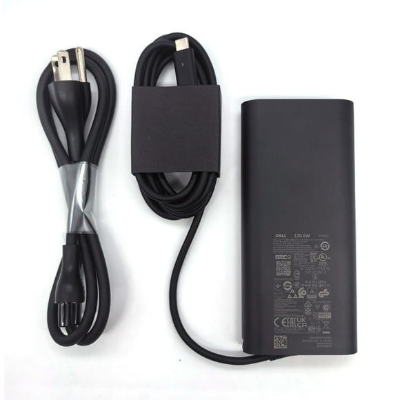 Dell Chargeur d'Ordinateur Portable GAN 130W USB‐C Type‐C Adaptateur CA, XPS 15 9520 9530 XPS 17 9720 9730 Chargeur CA, Noir, HA130PM170
