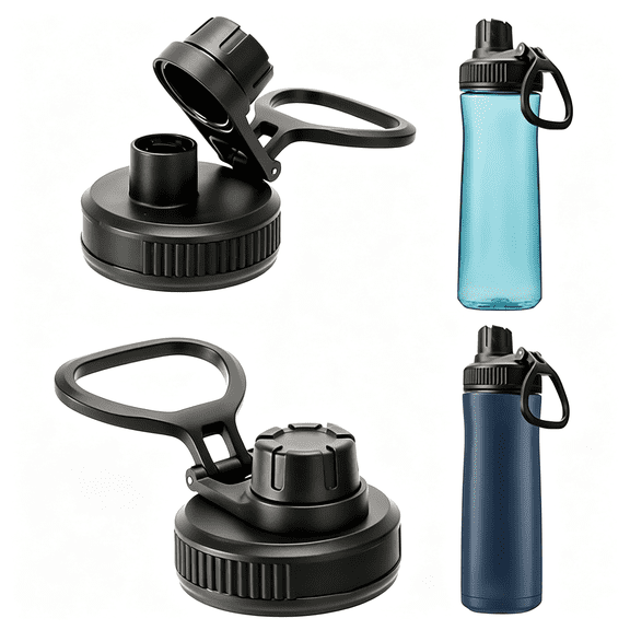 BPPEG 2Pcs Water Bottle Lid Replacement for Wide Mouth Bottle,Lids Replacement Compatible with 24 Oz 32 Oz 40 Oz,Leak-Proof Dust-Proof,Handle Easy to Carry,Bpa Free