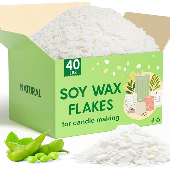 Soy Wax Flakes, Natural Candle Wax, Organic Soy Wax for Candle Making from Farm, No Harmless, Additives, and Pure (40 lb)