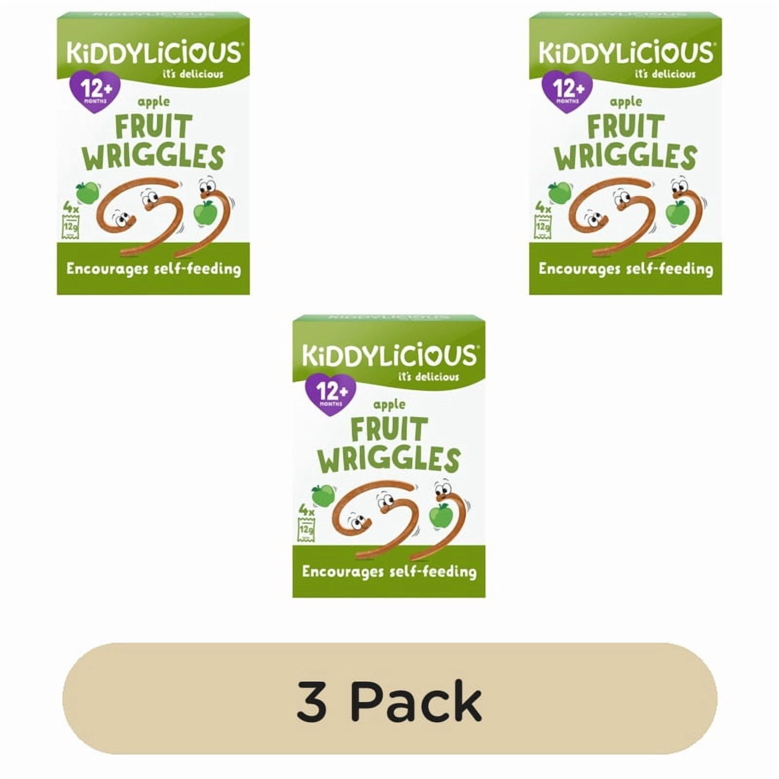 Kiddylicious Apple Wriggles Baby Snacks Multi 4 x 12g, British Import (Pack of 3)