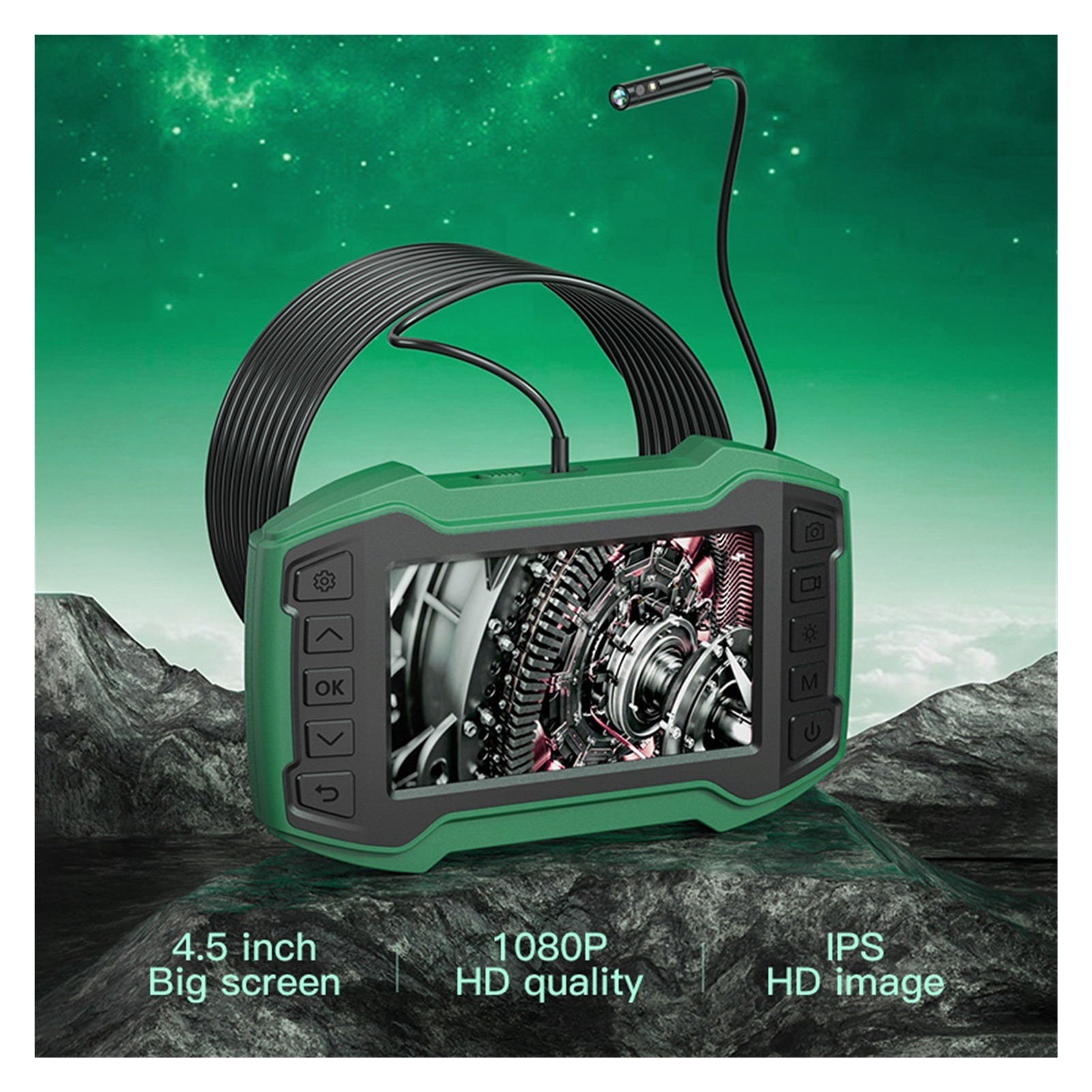 Profession Dual Lens Industrial Endoscope Digital 4.5 ''LCD Snake Camera 1080P HD IP67 Waterproof Inspection Camera WIth 8 LED , User-Friendly Borescopes