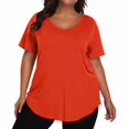 thumbnail image 2 of WTOBBY Women's Plus Size Casual Solid Color V-Neck Short Sleeve Pocket T-Shirt Top, Comfortable and Versatile Fit for Everyday Summer Wear,Saffron L, 2 of 5