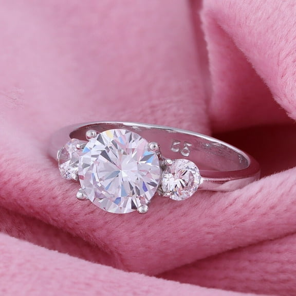 2Ct Round Cut Lab-Created Diamond Three Stone Ring 14k White Gold Plated Sterling Silver