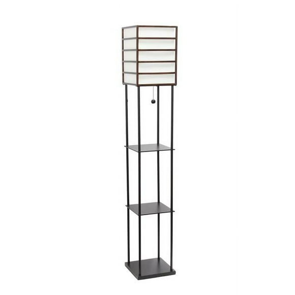 Elegant Designs 1 Light Metal Etagere Floor Lamp, Dark Wood