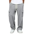 thumbnail image 2 of Dresfit Waffle Pants Mens Drawstring Wide Leg Sweatpants Casual Textured Baggy Travel Pant Elastic Waist Breathable Vintage Sweatpant with Pockets Gray L, 2 of 8