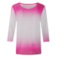 thumbnail image 5 of USSUMA Summer Tops for Women Trendy Soft Cute 3/4 Sleeve Dressy Shirts Blouses Crewneck Women's Tops Summer 2022 Ombre Color Block Casual Tshirts Tunic Plus, 5 of 5
