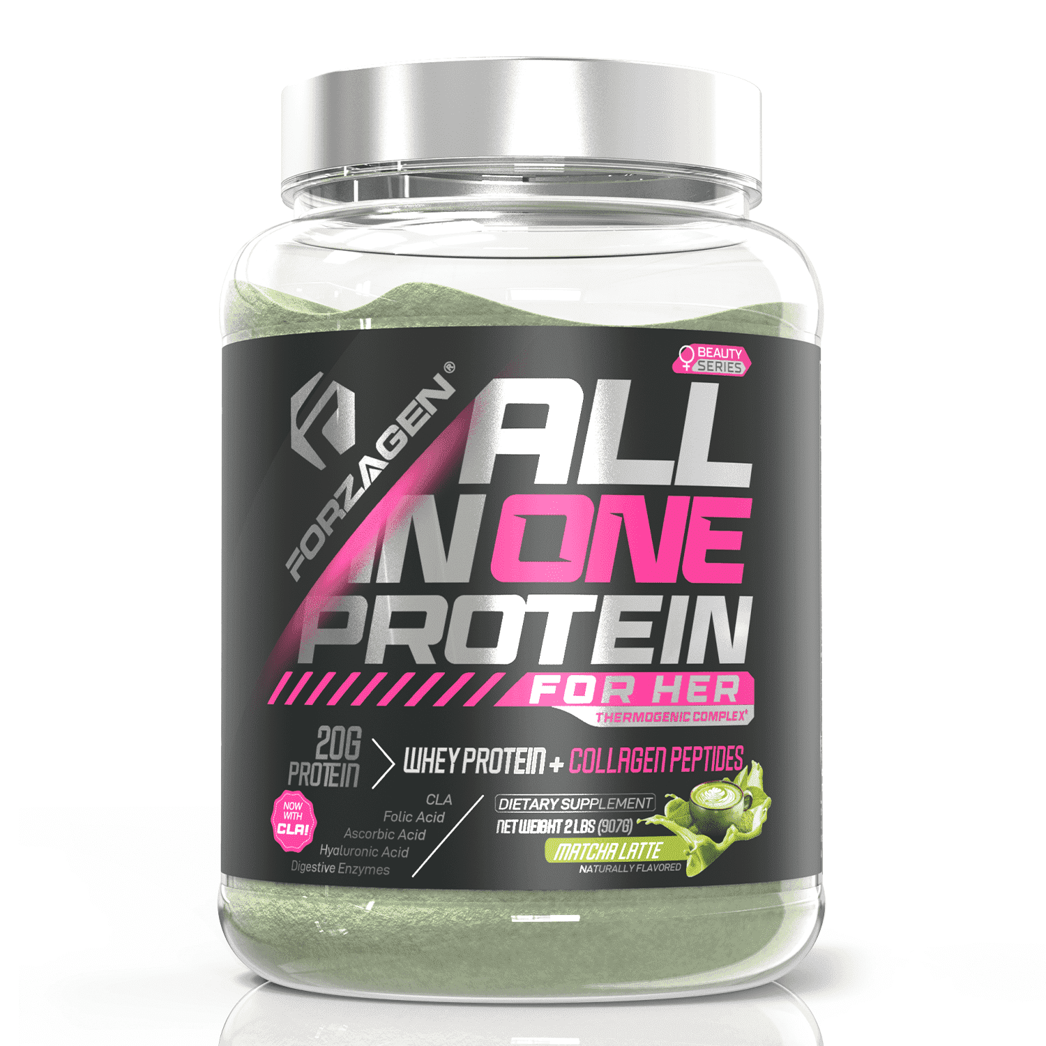 Forzagen All in One Protein for Her, Protein Powder for Women with Collagen Peptides 2Lbs Matcha Latte