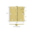 thumbnail image 2 of Door Hinge in Satin Brass, 3.5-Inch, Square Corner Radius, 6-Pack, 2 of 13