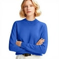 thumbnail image 4 of Soft Knit Sweater for Womens Crew Neck Long Sleeve Casual Basic Pullover Sweater Tops Blue M, 4 of 5