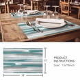 thumbnail image 3 of Placemats Set of 4, Blue Gray Stripes Woven Placemat, Linen Place Mats for Kitchen/Dining Tables, Watercolor Modern Abstract Minimalist Washable Table Mats for Party, 3 of 8