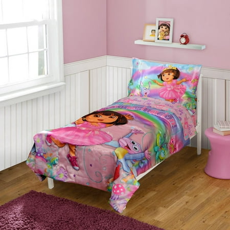 DISCONTINUED - Dora the Explorer Toddler Bedding 4-Piece Set, La Imagination