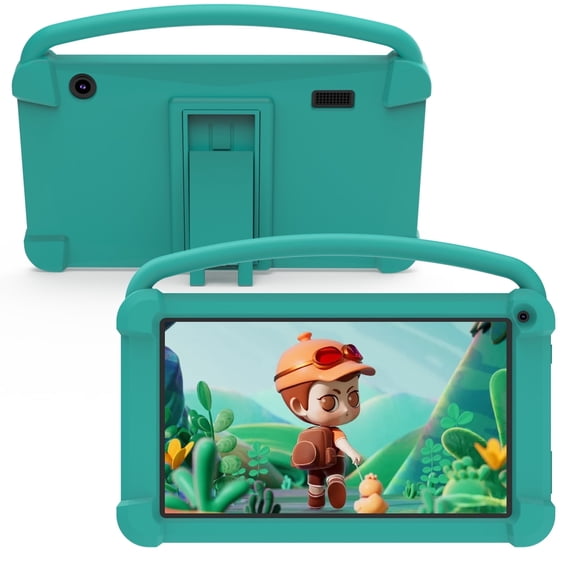 7 Inch Kids Tablet, Quad Core Android Toddler Tablets, Children Tablet with 32GB Storage 4GB RAM WiFi BT Shockproof Case Dual Camera Educationl Games Parental Control, Kids Software Pre-Installed.