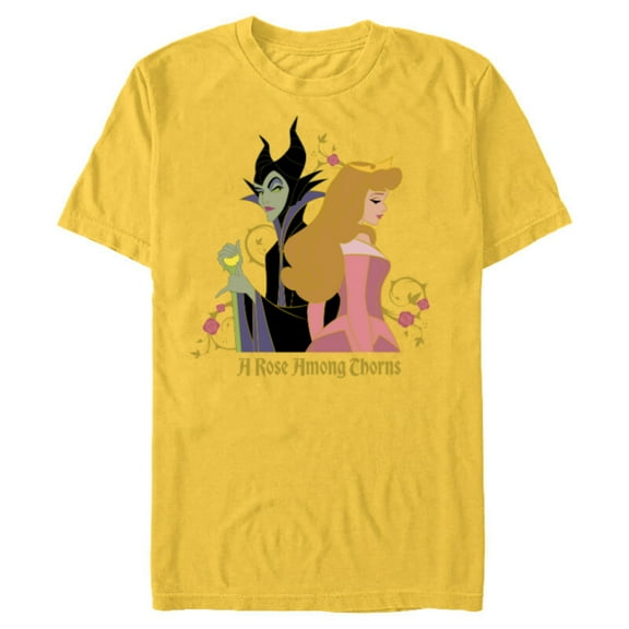 Disney Princess Sleeping Beauty Maleficent Rose Among Thorns - Short Sleeve Blended T-Shirt for Adults - Customized-Yellow