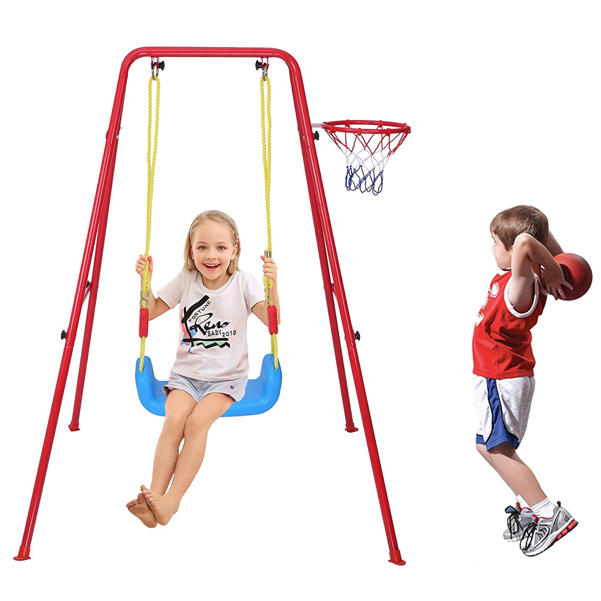 Karmas Product 2in1 Swing Basketball Combination Kids Swing Sets for Backyard
