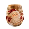 thumbnail image 3 of Qocolcyl 3D Embossed Glass Stemless Wine Cup Santa Reindeer Christmas Tree Snowflake Candle Holder, Indoor Outdoor Tabletop Festive Decor, Xmas Christmas Decorations Ornament Holiday Gift, 3 of 9