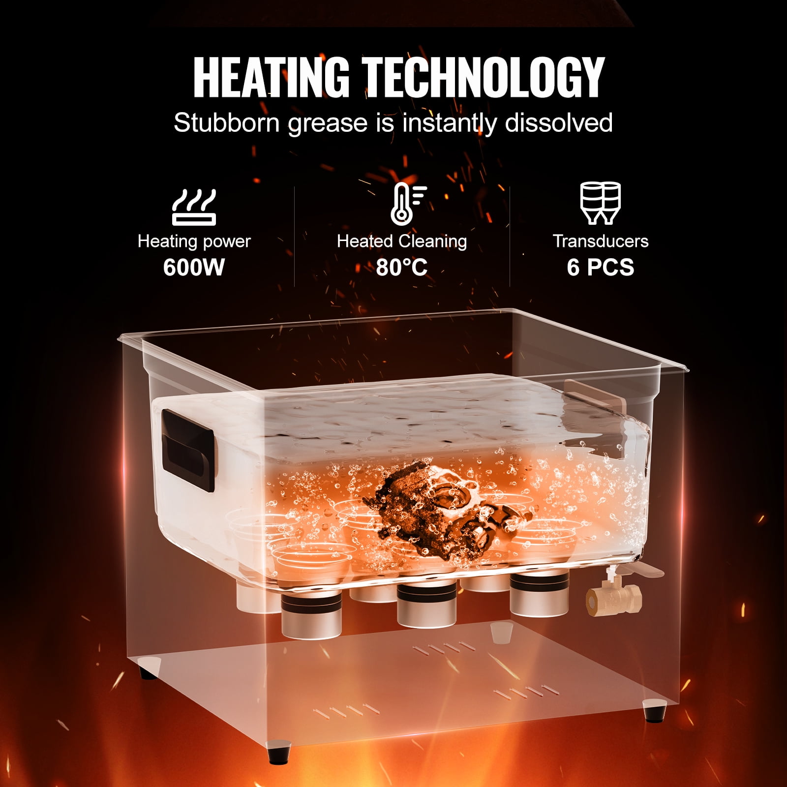 KFFKFF 15L Sonic Cleaning Device, 360W Digital Sonic Washing Equipment with Mild Setting & Enhanced Deaeration, 40kHz Commercial Ultrasonic Cleaner with Heat & Timing Function
