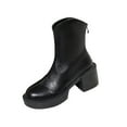 thumbnail image 2 of Bnwani Womens Boots Fall Winter Mid-Heel Thick Chunky Ankle Versatile Comfortable Casual Boot Black Size 5.5, 2 of 7