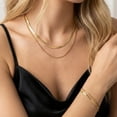 thumbnail image 5 of Flydeer Necklace for Women Herringbone Snake Chain Necklace Stainless Steel Yellow Anniversary Gift for Women, 5 of 8