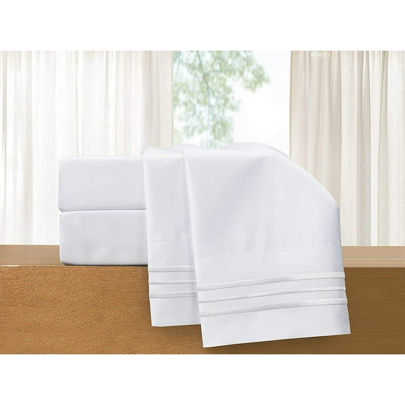 Elegant Comfort 4 Piece Bed Sheets King White Texture 1500 Thread Count Polyester