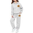 thumbnail image 4 of JAJAHO Kids Sweatsuits 2 Piece Halloween Outfits Sizes 2-13 Pumpkin Print Hoodie And Sweatpants Set Fall Winter Tracksuits, 4 of 4