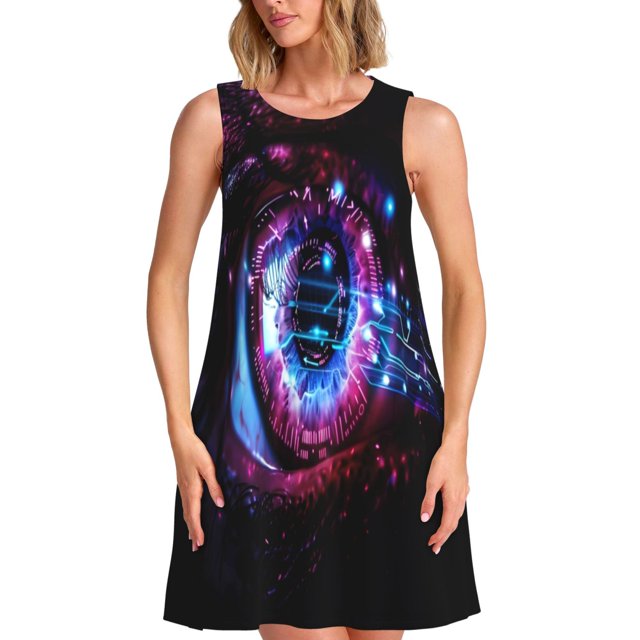 Balery v Vestidos de verano para mujer con estampado: vestido holgado sin mangas, vestido playero informal y cómodo para días calurosos.