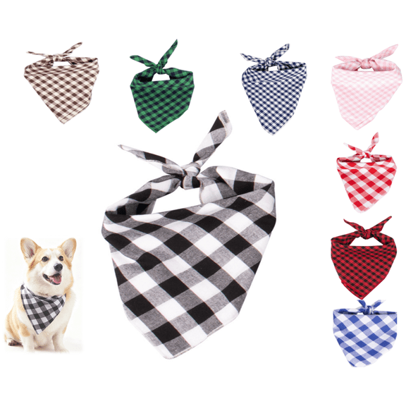 Plaid Dog Bandana 1 Pack | Soft Cotton Blend Plaid Pet Triangle Scarf Bib for Dogs & Cats, for Everyday Wear, Walks, Photos, and Classic Pet Styling