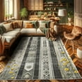 thumbnail image 2 of Ambesonne Southwestern Decorative Rug Carpet, Flowers Weathered Art, 2' 5" x 5', Charcoal Grey and Yellow, 2 of 5