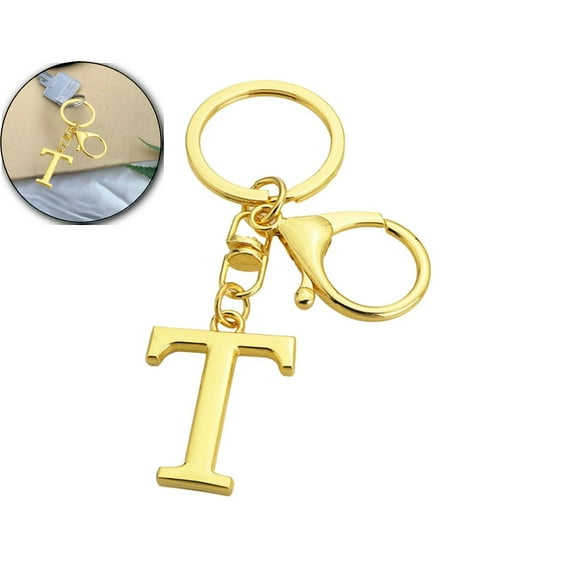 VQPeo Alphabet Metal Keychain, Golden Letter Pendant Charm, Personalized Bag Accessory for Christmas Gifts & Daily Key Organization