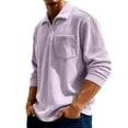 thumbnail image 4 of Domuza Men's Corduroy Sweatshirt Casual Stand Collar 1/4 Zip Up Pullover Top Spring Fall Stylish Loose Fit Ribbed Long Sleeve Sweatshirts Purple 4XL, 4 of 4