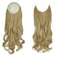 thumbnail image 2 of SHCKE Secret Hair Extensions 20 Inch Invisible Light Ash Blonde & Bleach Blonde Hair Extension Hidden Curly Hair Extensions with Transparent Wire Removable Secure Clips Fish Line Extensions, 2 of 6