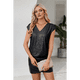 thumbnail image 4 of Tops de Corta con Lentejuelas y Cuello en V para Mujer, Camiseta Sin Mangas Elástica Brillante, Color Negro S, 4 of 8