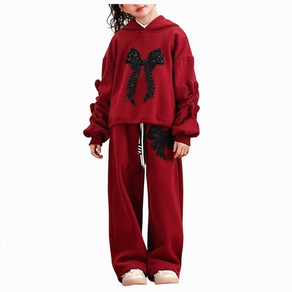 Baby Boys Girls Fall Winter Clothes Set Hooded Pullover Sweatsuits and Pants Jogger Outfits Set for Toddler Kids,11-12 Years,Red