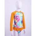 thumbnail image 2 of MSemis Girls Mermaid Swimsuit 2-Pieces Rash Guard Sets Bathing Suit, Size 3T-16 Orange 12, 2 of 7