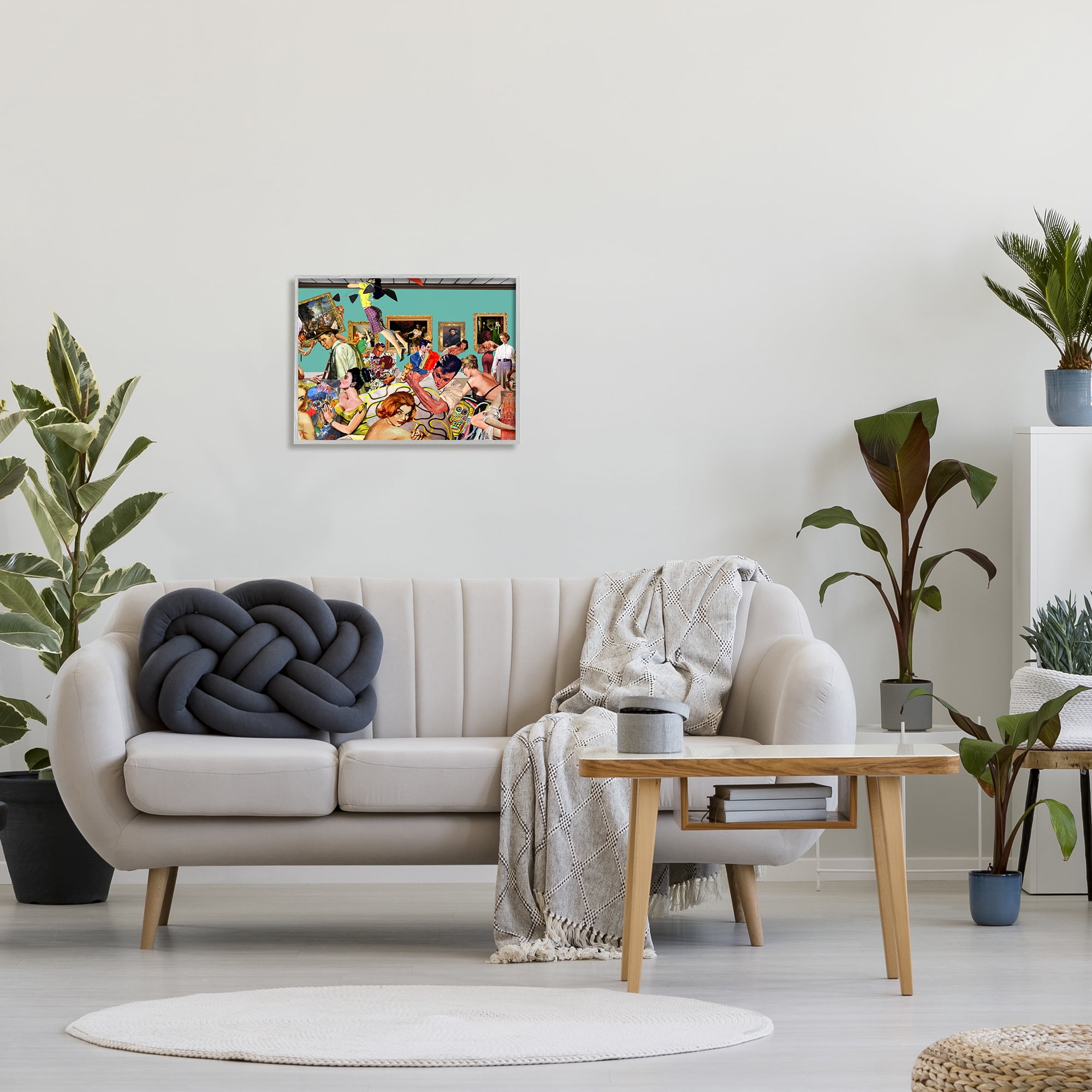 Stupell Industries Vintage People Collage Novelty Painting Gray Framed Art Print Wall Art, 20 x 16