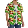 thumbnail image 4 of KLL Vegetable Print Men's Shirt Short Sleeve Button Down Summer Cuba Beach Shirts- Large, 4 of 7